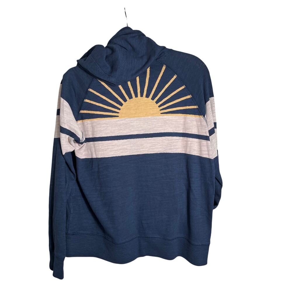 FAHERTY sun washed (XS ) men's hooded organic cotton shirt navy/tan sunshine